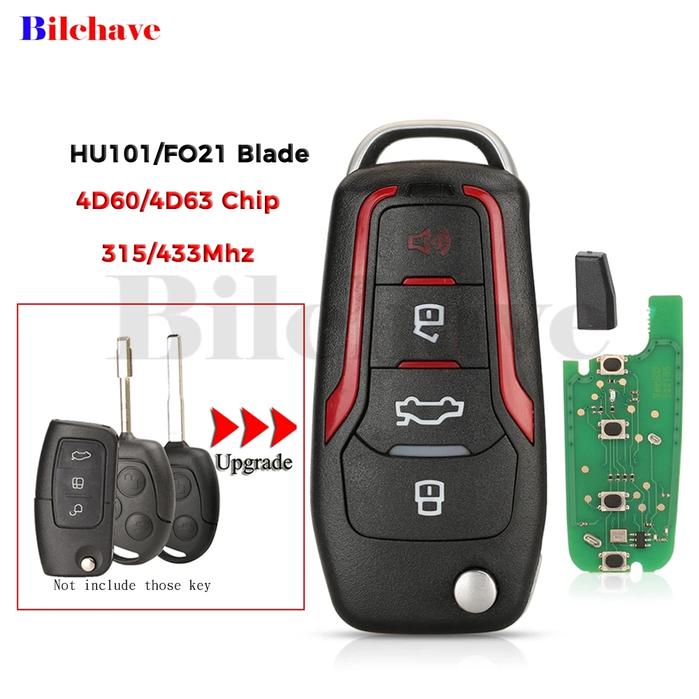 Jingyuqin 4D60/4D63Chip 315/433Mhz HU101/FO21 Upgrade Remote Smart Key For Ford Escape Explorer Focus Mondeo Mustang Lincoln