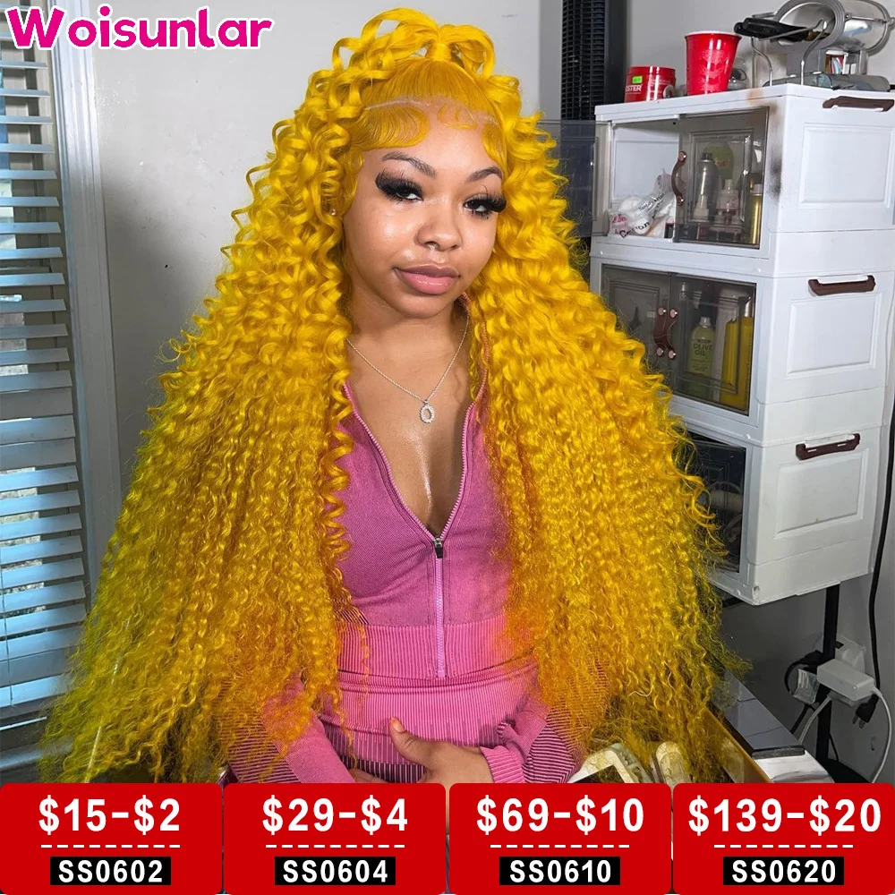 

Yellow Lace Front Wigs Human Hair Transparent Lace human hair 13x4 Lace Frontal Wig Loose Deep For Women human hair wigs 100%