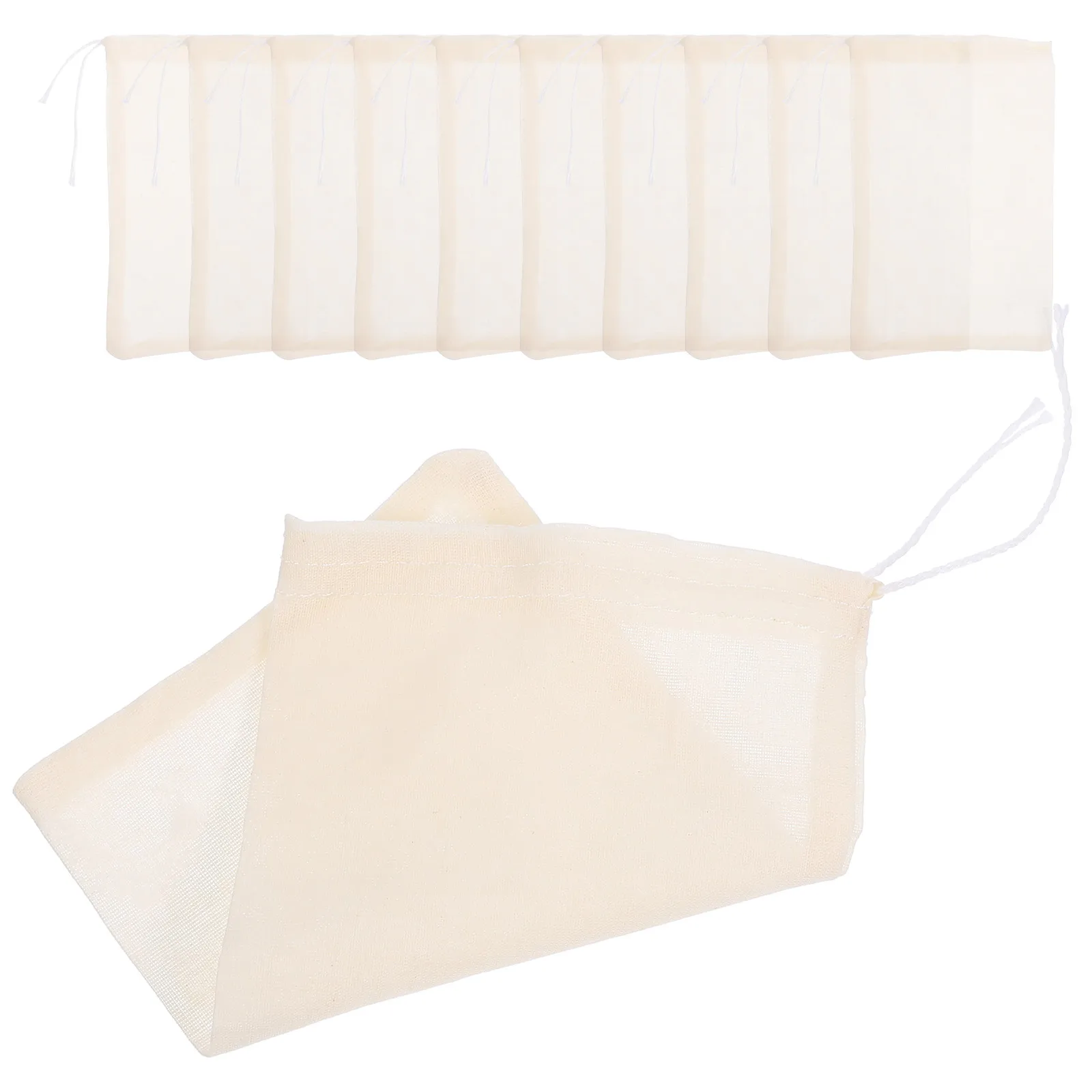 

50pcs Thick Cotton Bags 10x15cm Pure Cotton Strainer Bags for Soup Stewing Spice Filter Tea Infuser Drawstring Mesh Sachets