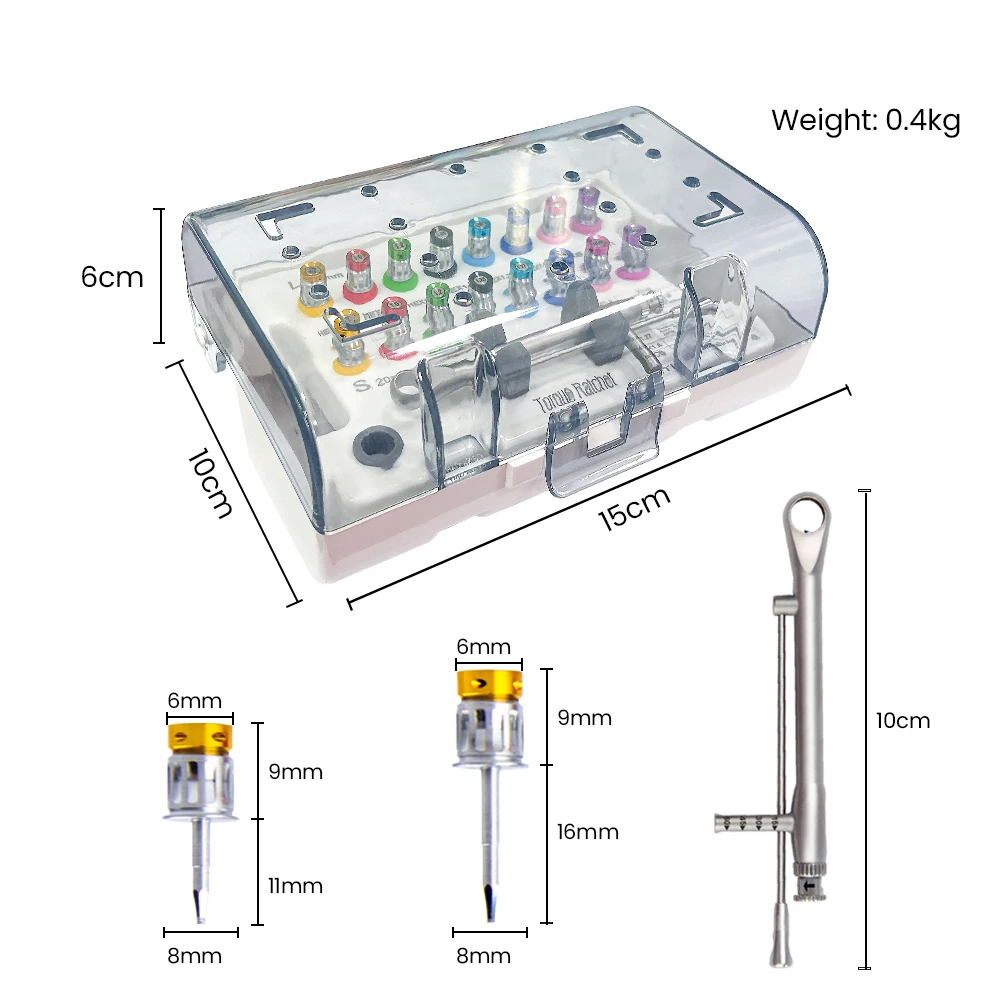 Dental Implant Screw Driver Colorful Torque Wrench Ratchet 10-70NCM with 16Pcs Screw Driver Universal Restoration Tools Kit - view 5