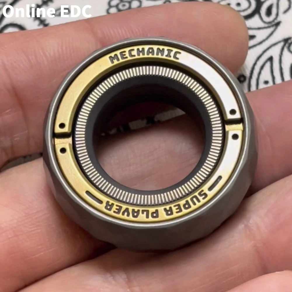 Tweedehands LAUTIE Monteur-A Ring Spinner Wolfraam Messing Fidget Spinner Ring Spinner Fidget Speelgoed Voor Volwassenen