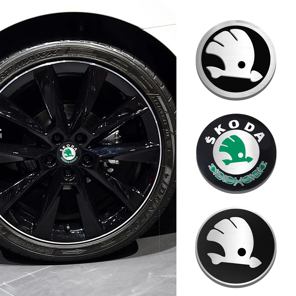 4pcs 56/65mm Car Emblem Wheel Center Cover Sticker Hub Cap Decoration Decal for Skoda VRS VII Rapid Fabia Octavia Kodiaq Superb