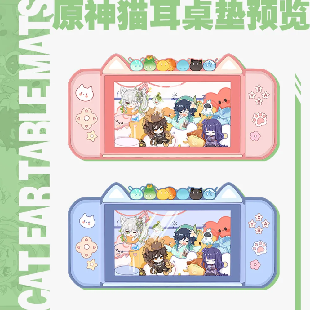 

Anime Genshin Impact Venti Raiden Shogun Zhongli Nahida Cute Cat Ear Mouse Pad Laptop Mice Cosplay Keyboard Mat Playmat