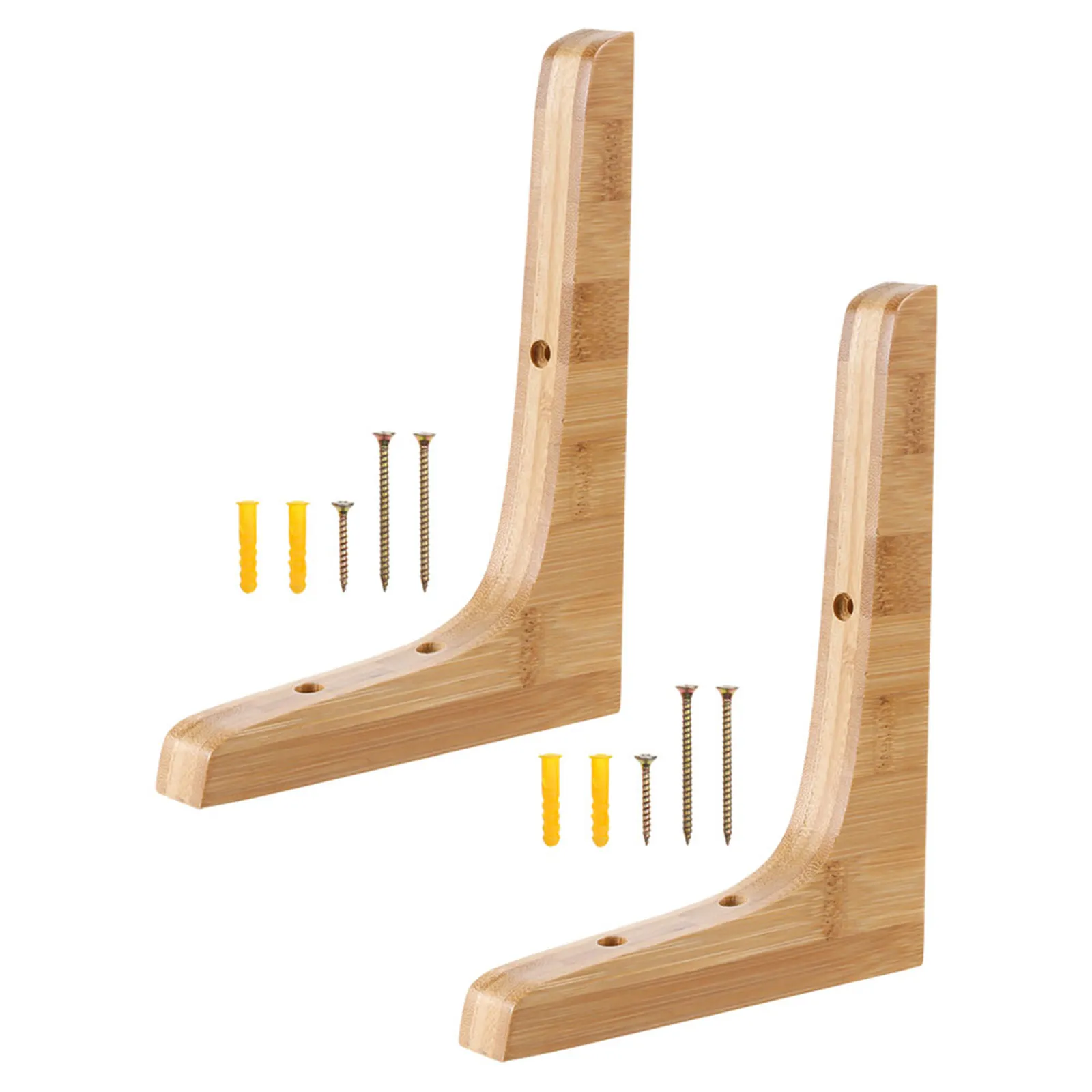 2Pcs Bamboo Shelf Support Bracket Triangle Floating Wall Mounted for Shelves Potted Plants Display Bamboo Shelf Bracket