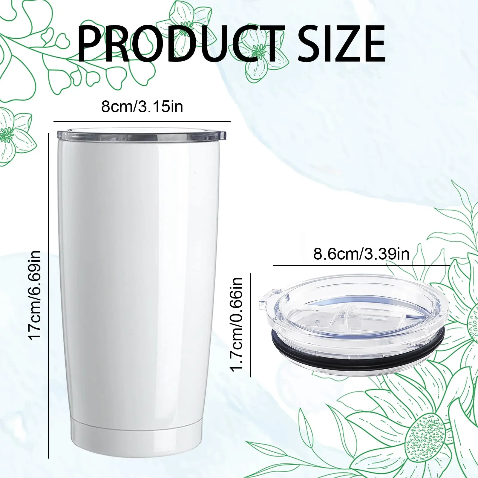 20 oz Sublimation Blank Tumblers Insulated Cup Stainless Steel Vacuum Flasks with Lid and Straw Thermos Bottle Car Coffee Mug