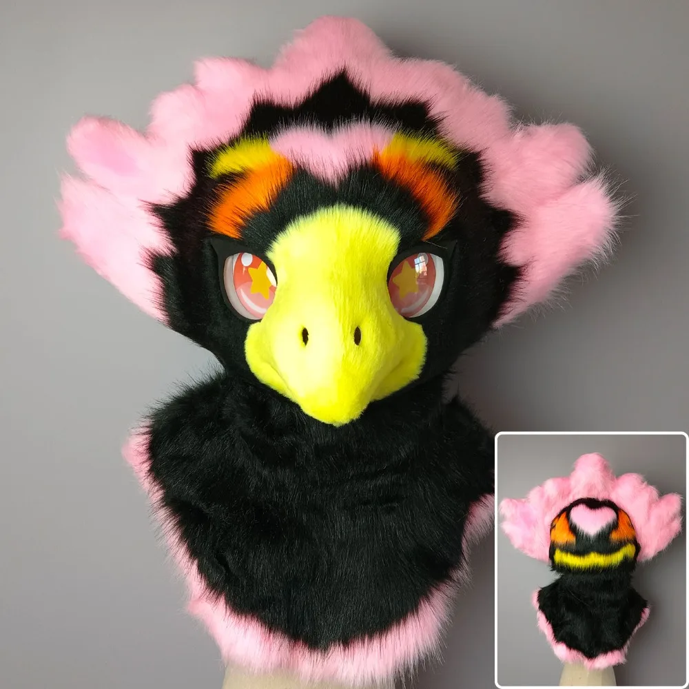 Long Plush Fursuit Halloween Husky Beast Head Role-playing Fox Cat Mascot Cosplay Disguise Bird Fursuit Beast Head