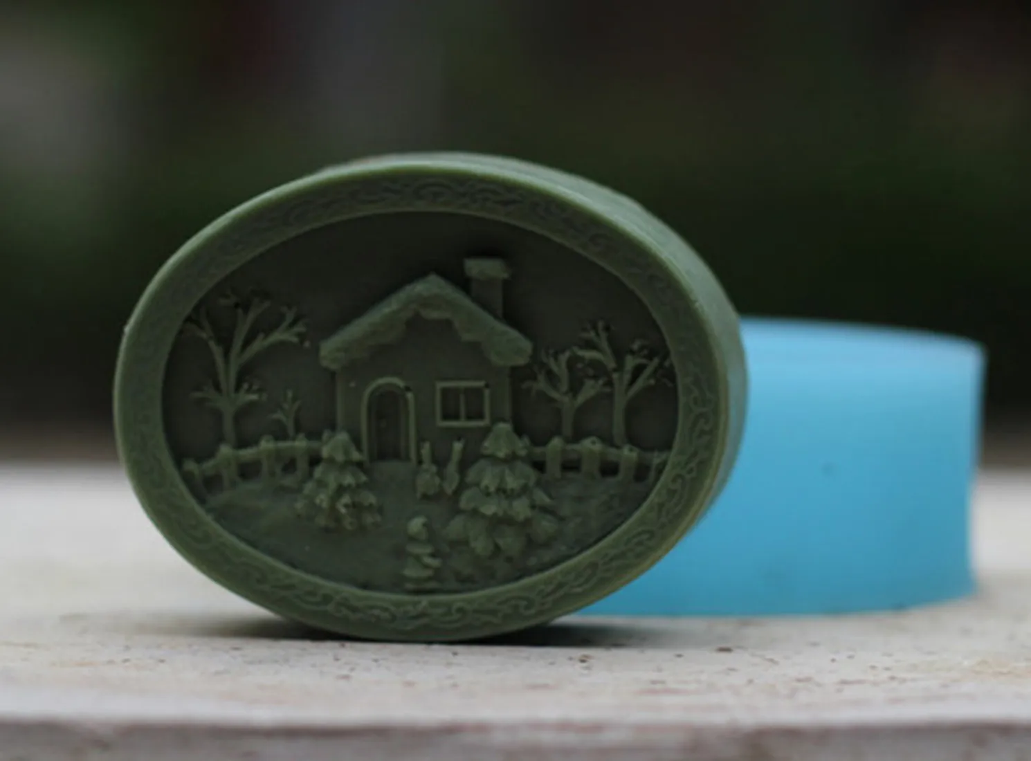 1pcs Christmas Series Little  House and Trees (R1204) Silicone Handmade Soap Mold Crafts DIY Mould