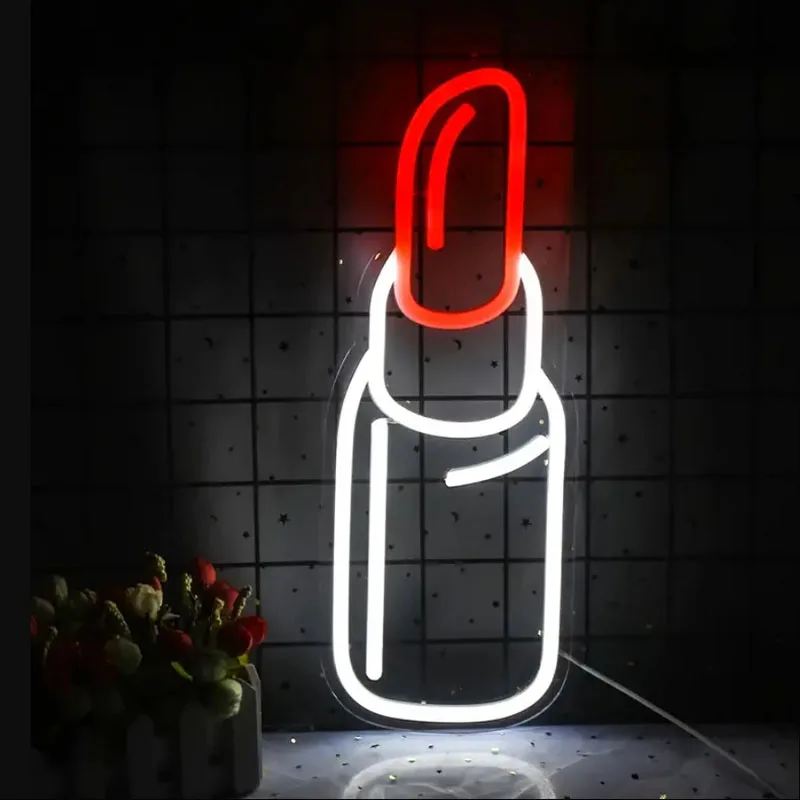 

Lipstick LED Neon Sign For Wall Decor Club Party Neon Light Shop Home Bedroom Birthday Gift Lamps Valentine's Day New Year Days