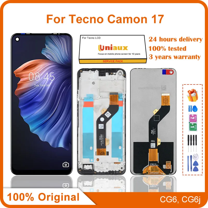 

6.6" Display For Tecno Camon 17 LCD Display Touch Screen Digitizer Assembly New For Tecno CG6 CG6j LCD Repair Replacement Parts