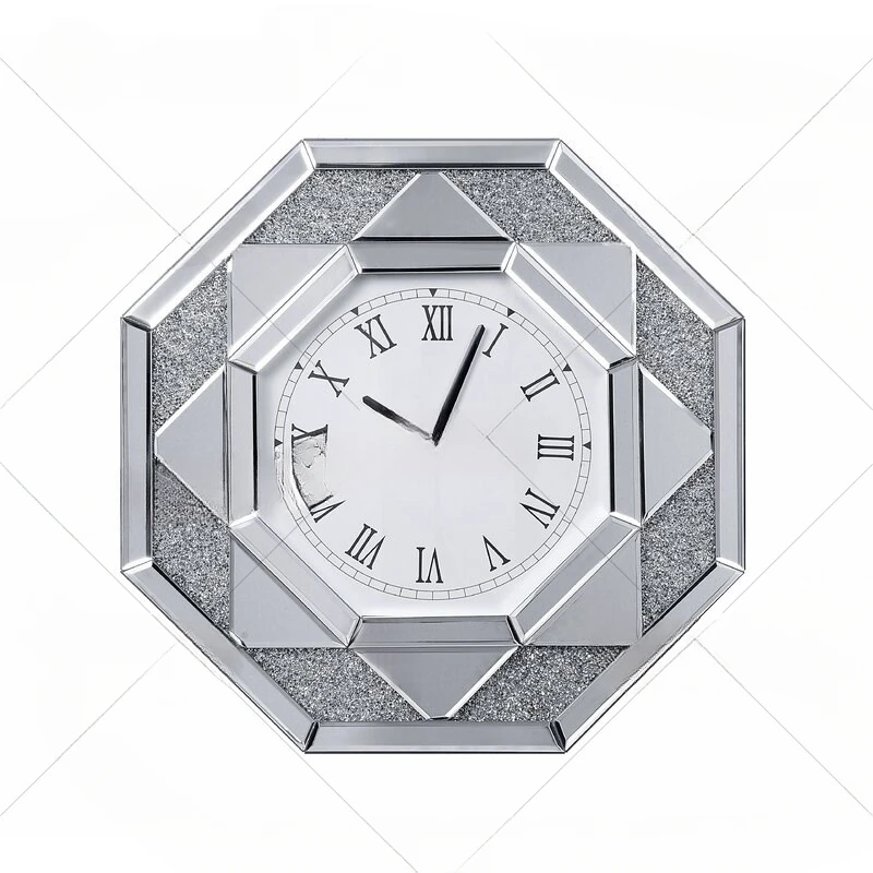 Wall clock mirror wall clock glass wall diamond decorative fashion furniture polygon clock wholesale