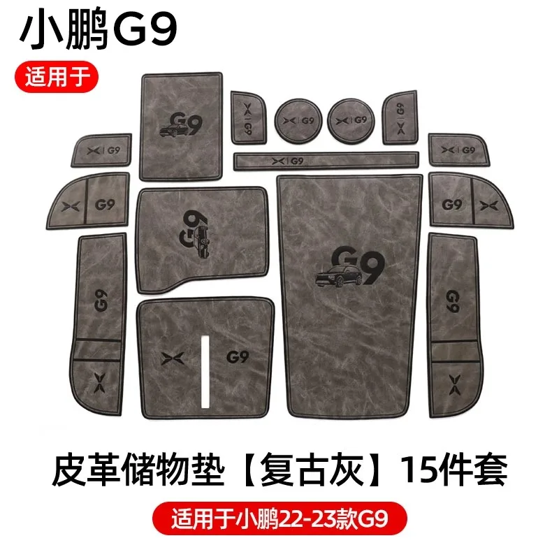 15pcs Car Door Groove Mat Cup Mat for Xiaopeng G9 2022-2024 Center Console Storage Box Mats Auto Gate Slot Cup Holder Pad