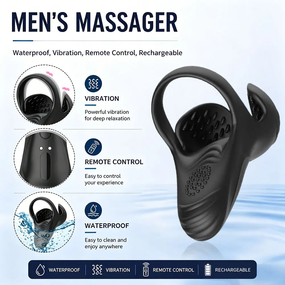  Remote Control Vibrating Ring Penis Ring Men Invisible Outdoor Wear Ejaculation Delay Scrotum Stimulator Testicle Massager Toy - view 2