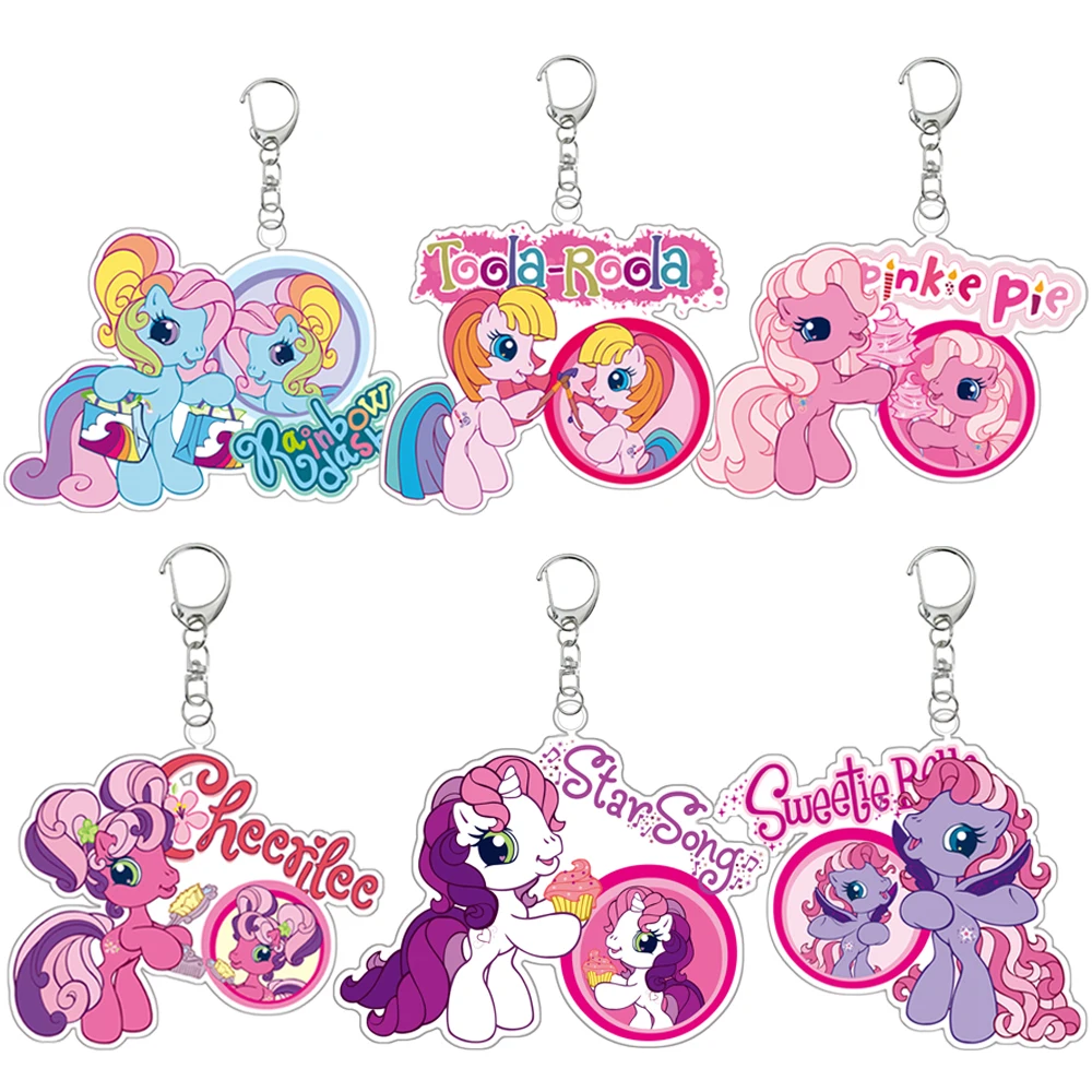 My Little Pony Anime Twilight Sparkle Pinkie Pie Rarity Rainbow Dash Acrylic Pendant Cartoon Kawaii Cute Keychain Decoration 6Cm