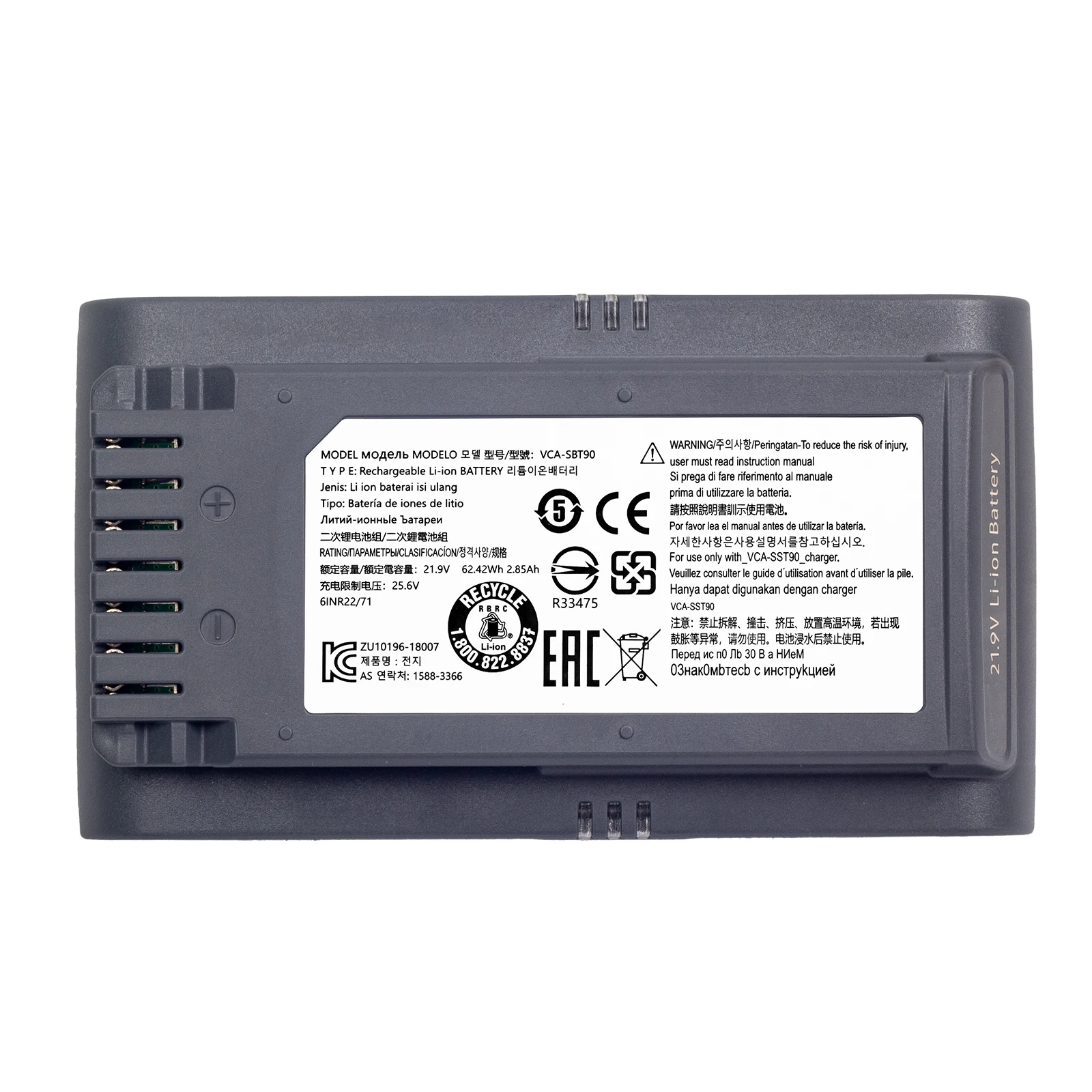 

VCA-SBT90 для пылесоса Samsung JET75 JET90 JET90E VS9000 VS20R9074S2 VS20T7551P5 VS20R9078S2 аккумулятор