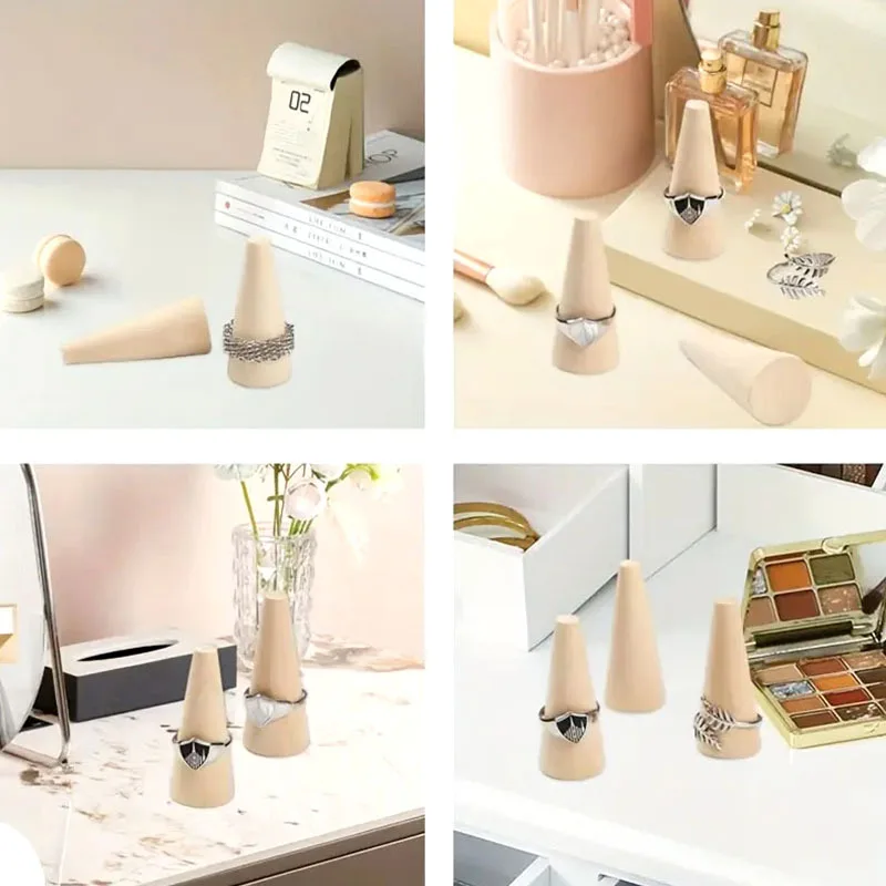 

24 Pcs Ring Display Stand Natural Wood Cone Holder Jewelry Rack Storage for Selling Unpainted Sturdy