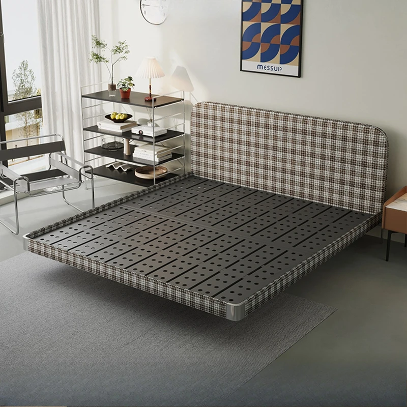 2026 new environmentally friendly fabric bed high-end carbon steel master and second bedroom knitted thin bedhead modern