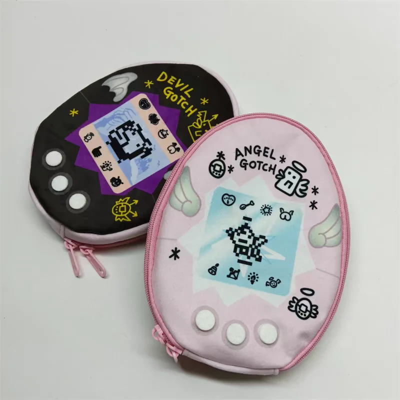 Bandai Tomagotchi Electronic Pet Machine Game Machine Storage Bag Cartoon Cute Suede Makeup Bag Pen Case Change Purse Gift