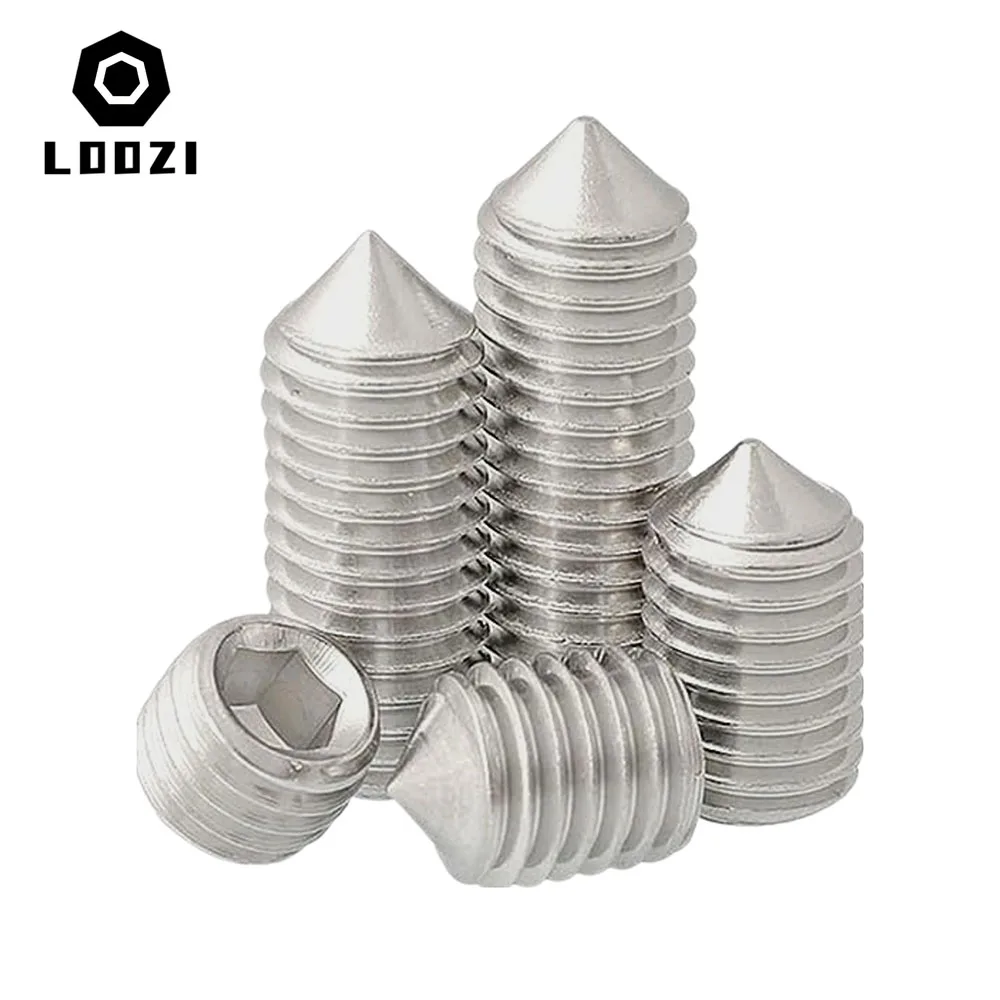 10 Stück M2 M2,5 M3 M4 M5 M6 M8 M10 M12 304 Edelstahl Sechskant Innensechskant Stellschrauben Kegelspitze Madenschraube – Detail 3