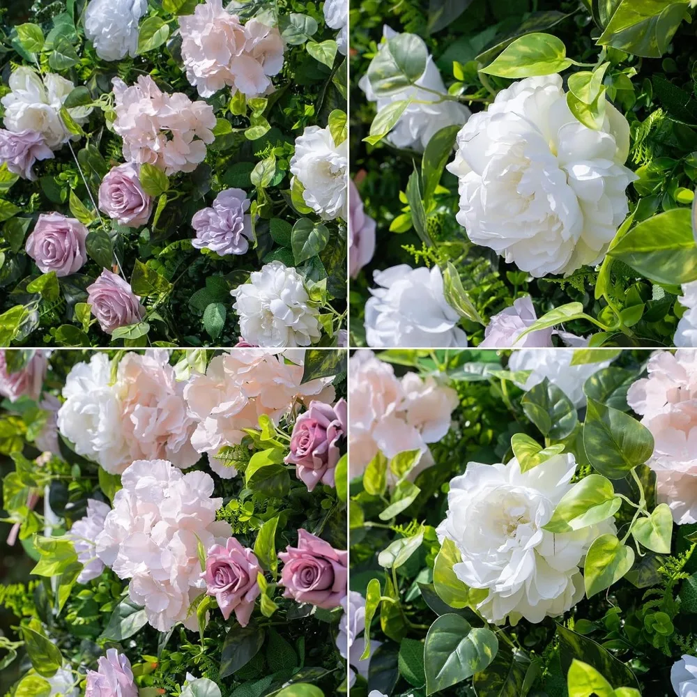 Luxo artificial ‌   Painéis de parede de flores, lindo cenário floral de seda 3D para casamento, show de bebê, festa e decoração de casa