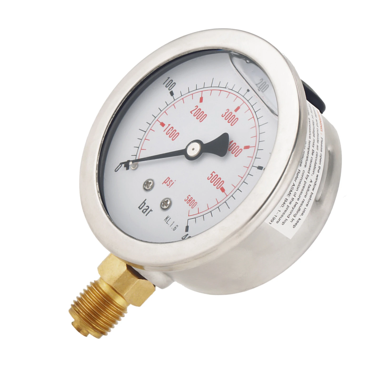 0‑400BAR 0‑5800PSI G1/4 68mm Dial Hydraulic Pressure Gauge Meter Air Pressure Gauge Hydraulic Gauge Manometer Pressure Gauge