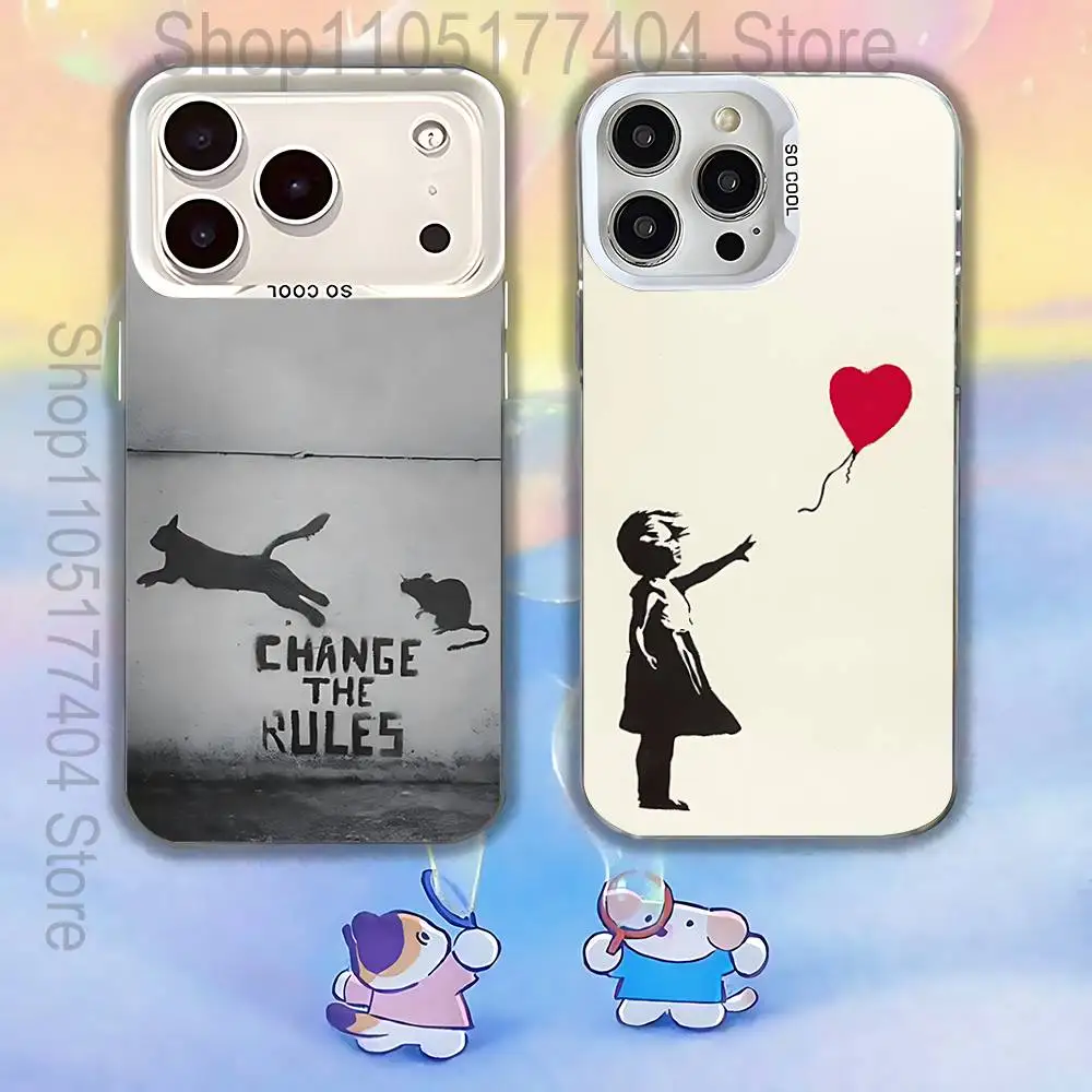 

Graffiti B-Banksy Artist-es Phone Case For iPhone 17,16,13,12,X,11,15,14,Pro,Max,Plus,SE4,Air,Mini White IMD HD Matte