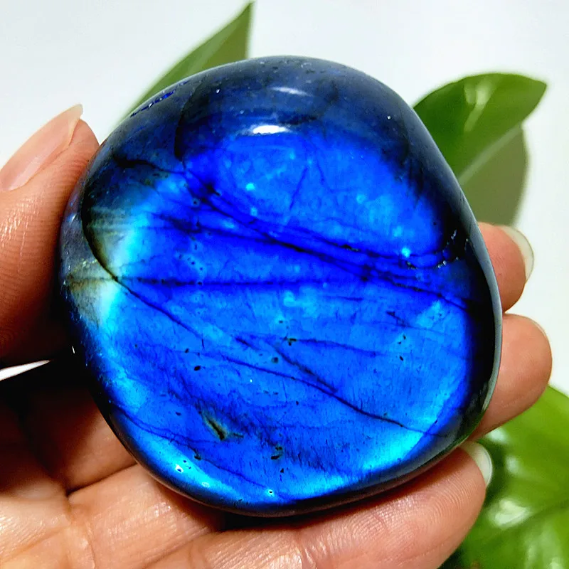 Natural Crystal Blue Labradorit Palm Stone Spiritual Meditation Healing Yoga Exercise Feng Shui Crystal Room Ornaments