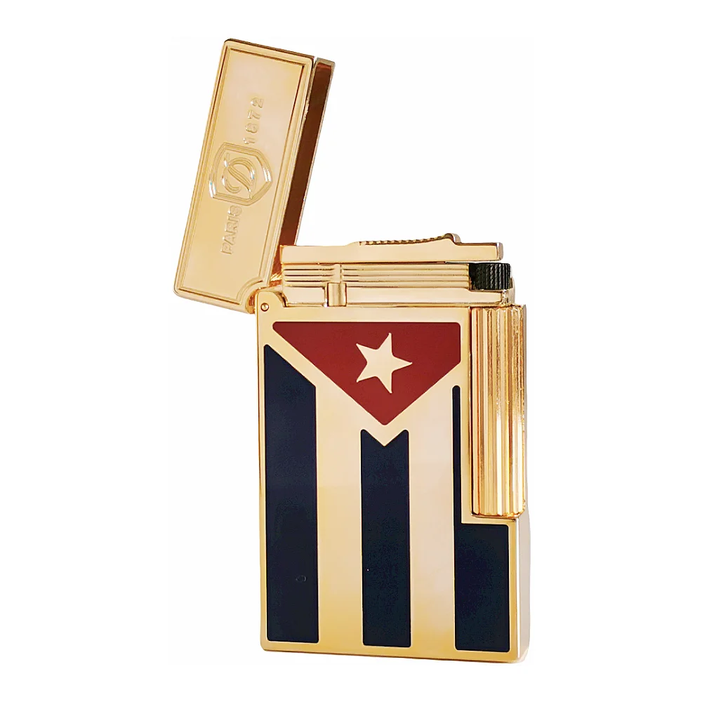 Cuba Gas Lighters Brass Lacquer Cuban Flag Smoking Accessories Tobacco Cigar Cigarette  Men Gift Collections Ding Sound