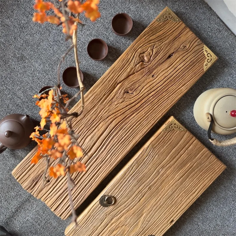 

Поднос для сухого чая из натурального дерева вяза - прямоугольная сервировочная доска для чая из цельного дерева в традиционном китайском стиле для любителей чая