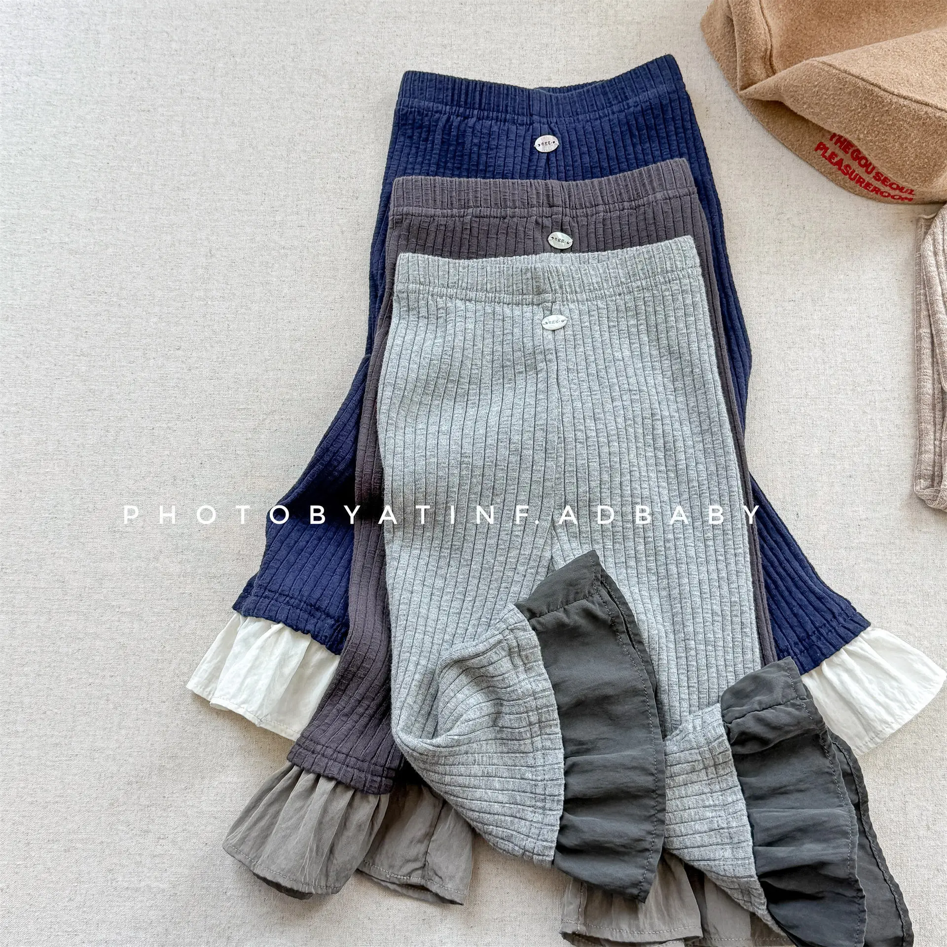 

2025 Autumn New Girls Flared Trousers With Lace Children Casual Pants Cotton Baby Girl Leggings Kids Clothes