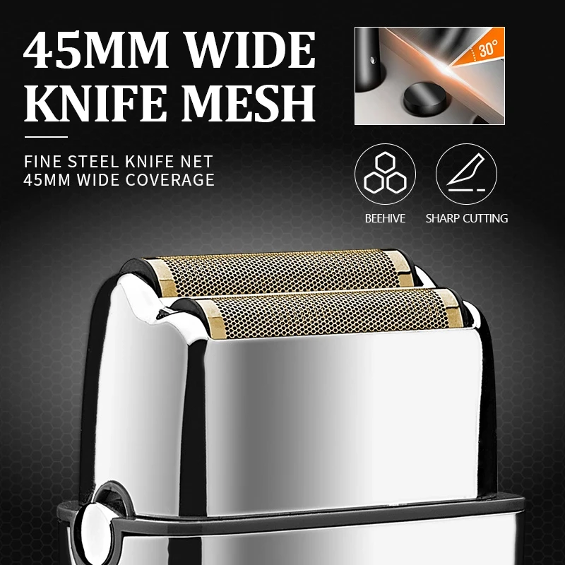 Kemei KM-TX5 Premium Chargeable Battery Type Silver Shaver Double Net Aluminum Alloy Reciprocating Electric Shaver image 5