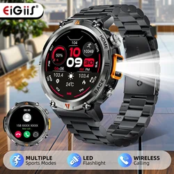 EIGIIS Ell3-Montre intelligente d'appel Bluetooth pour hommes, écran tactile complet, moniteur de santé, horloge avec lampe de poche, montre intelligente pour IOS, Android