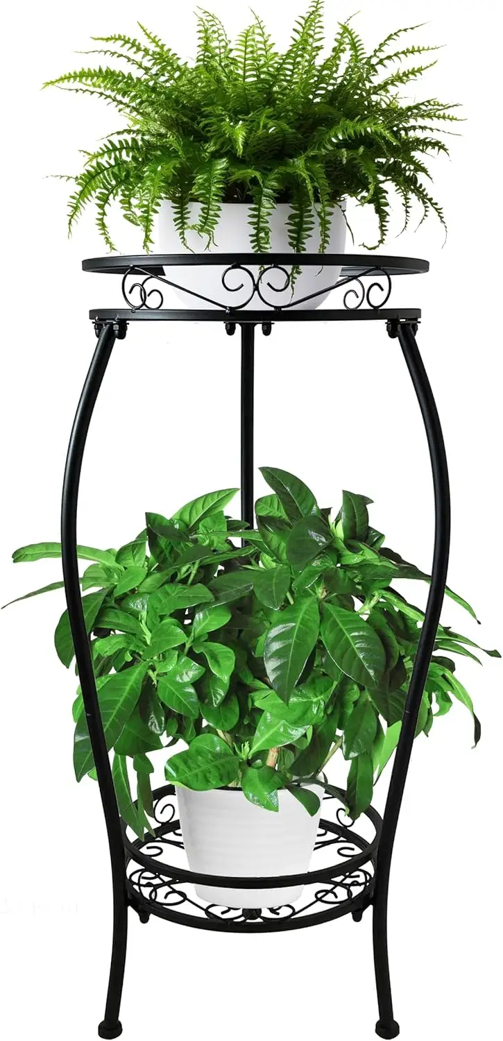 2-Tier Metal Plant Stand Indoor Outdoor, 26.6