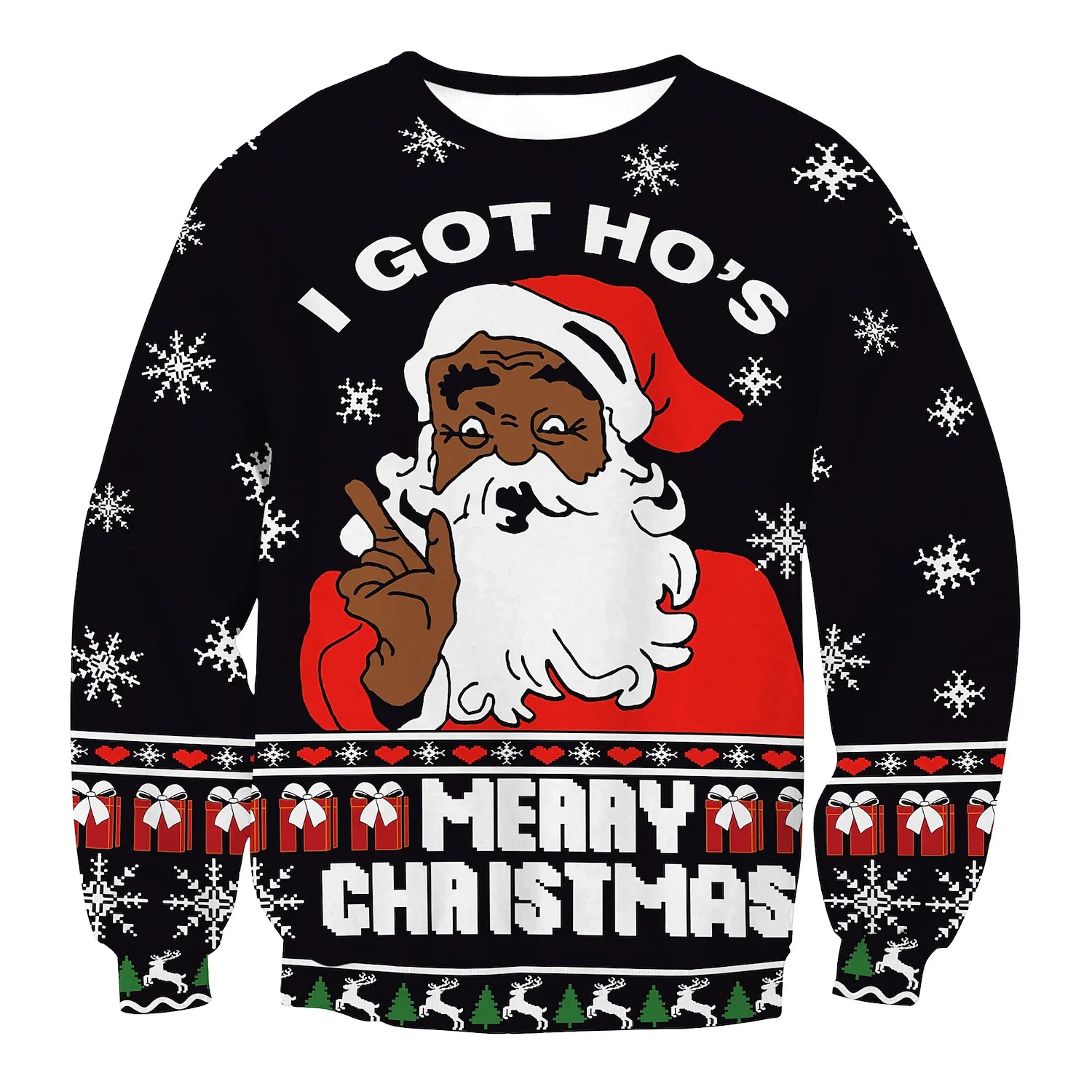 Christmas Santa Claus Print Mens  Sweatshirt Long Sleeve Hoodie streetwears  Mens Round Neck Casual Sweatshirt Men Clothes