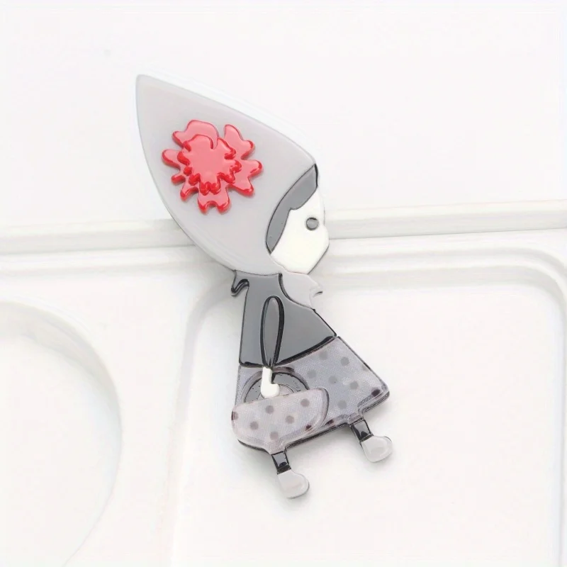 Stylish Cute Personality Little Girl Brooch Ladies Pin Corsage Student Accessory Gift