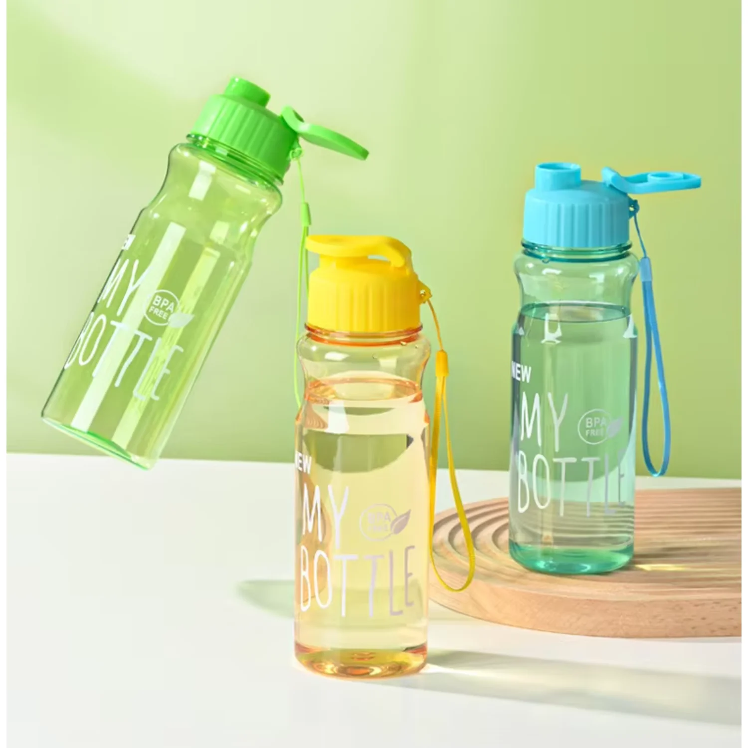 Gym Sport Plastic  Clear Drinking Water Bottles With Strap