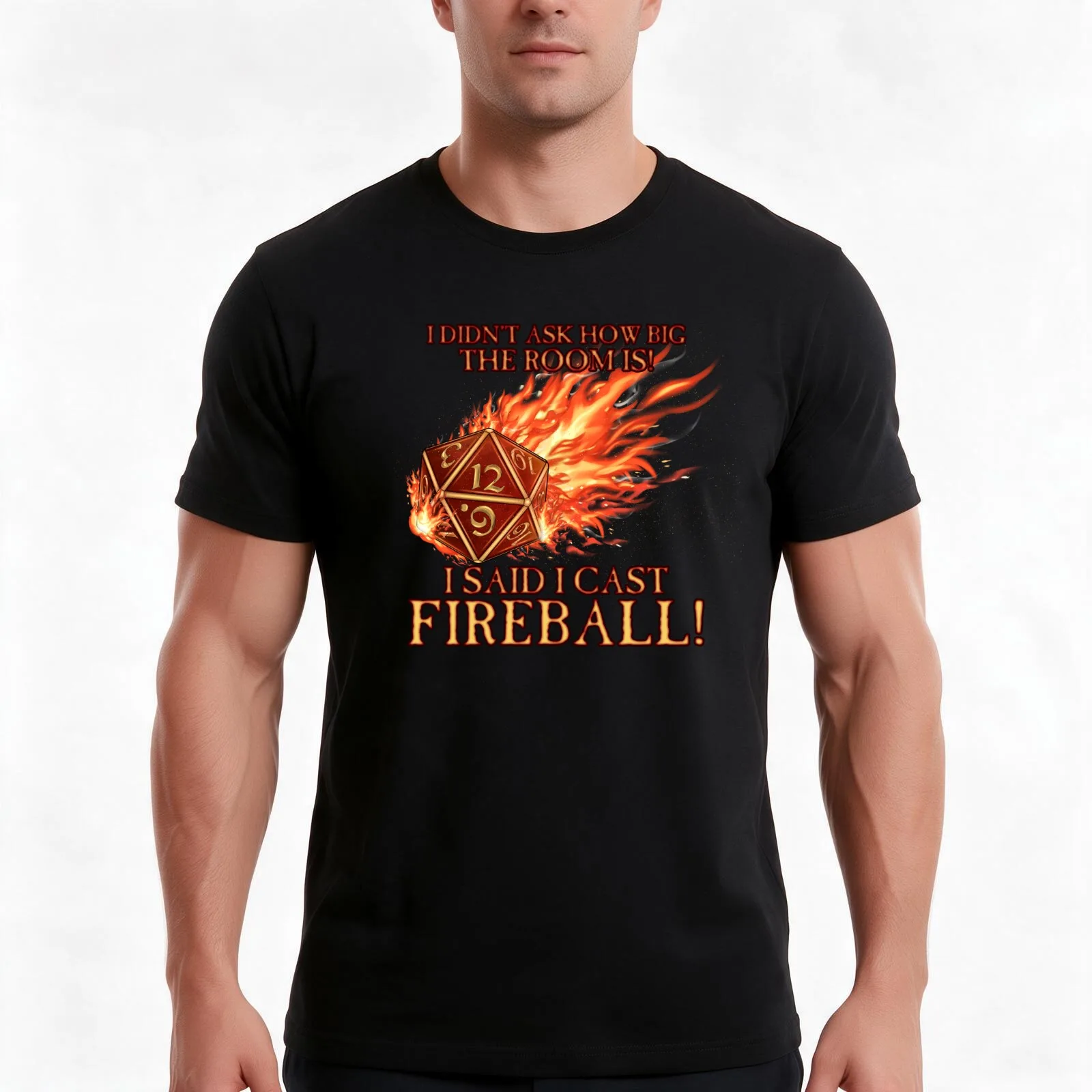 D20 I Didn't Ask! I Cast Fireball! T-Shirt Summer Casual Cotton Tee Oversized Streetwear Tops Vintage Graphic Print