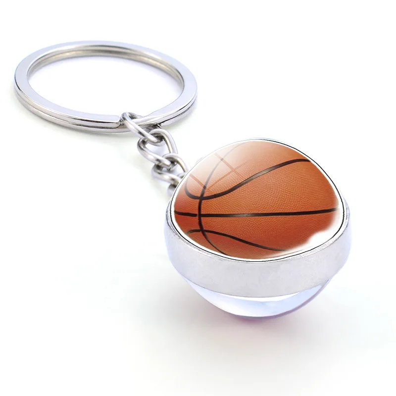 Football  Glass Ball Basketball Volleyball Baseball Tennis Small Pendant Key Chain Jewelry Wholesale Unisex  Keychain