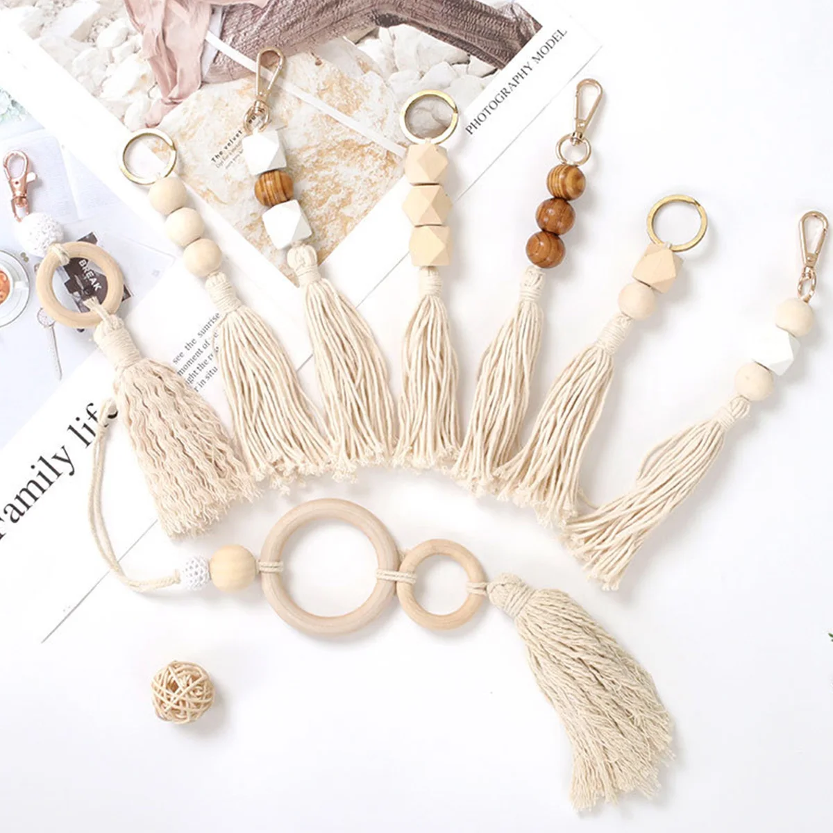 

Wooden Bead Garland Tassels Pendant Wedding Accessories Birthday Party Decorations Adults Baby Shower Ornaments