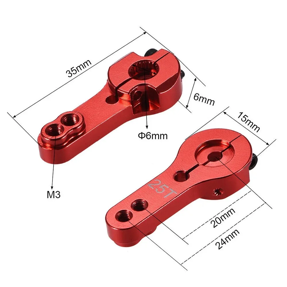 42mm 37mm 35mm 25T M3 Aluminum RC Extension Horn Metal Servo Arm Horn Single Arm/Dual Arm for 1/10 1/8 RC Car Tool Crawler Parts