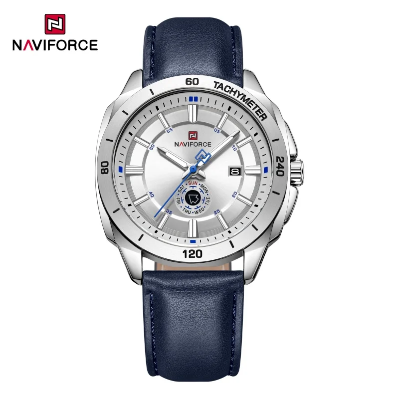 NAVIFORCE 2026 Novo Relógio Masculino de Couro Quartz Casual Esportivo com Data para Escritório Presente Masculino Relógio de Pulso Reloj Hombre