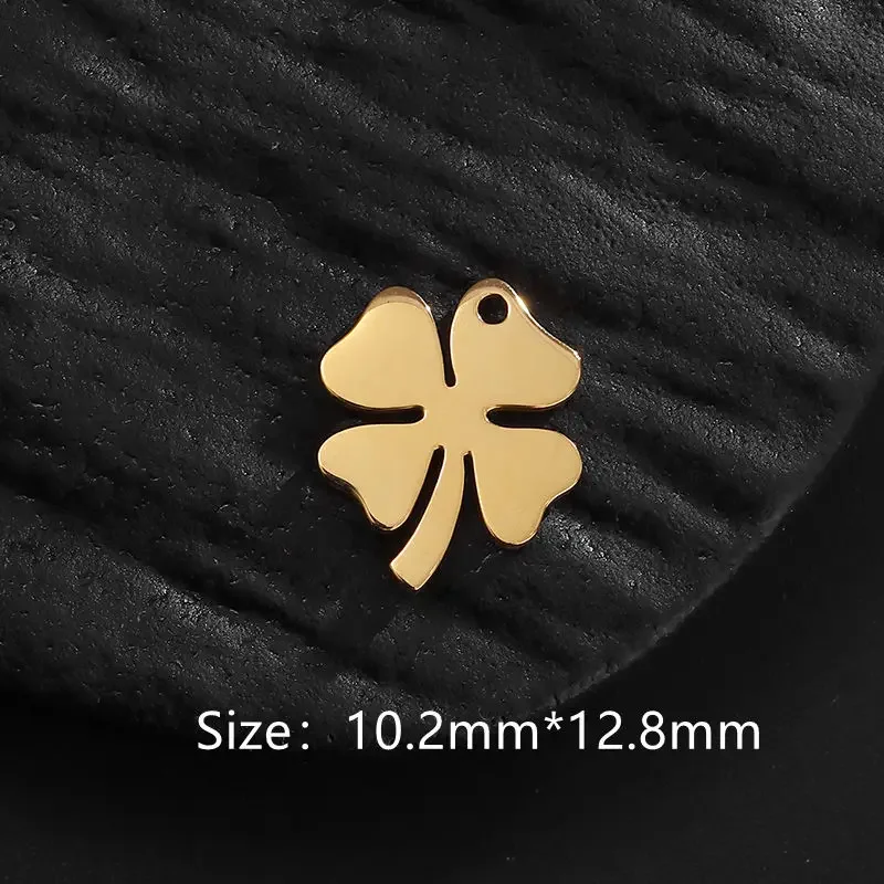 5Pcs/Lot Stainless Steel Lucky Four-leaf Clover Charms Pendants for DIY Necklace Earrings Jewelry Making Accessories Findings