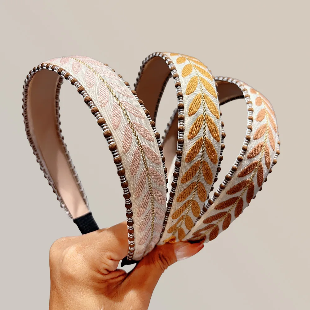 

New woven leaf headband, wide edge headband, high skull top, super fairy, simple, small, fresh, versatile headband