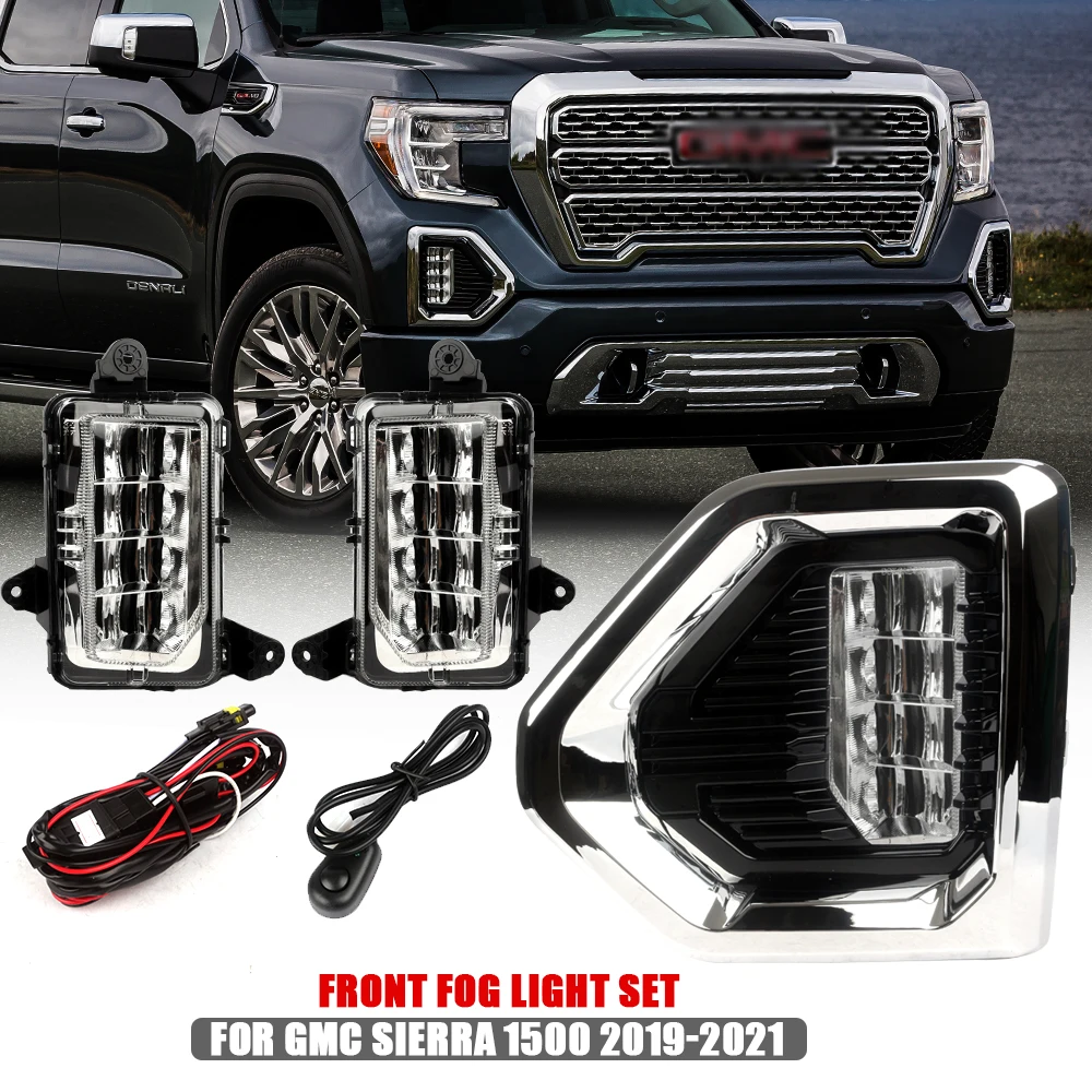 

LED DRL FOR GMC Sierra 1500 2019 2020 2021 Running Lights Headlights White Signal Light+yellow signal light