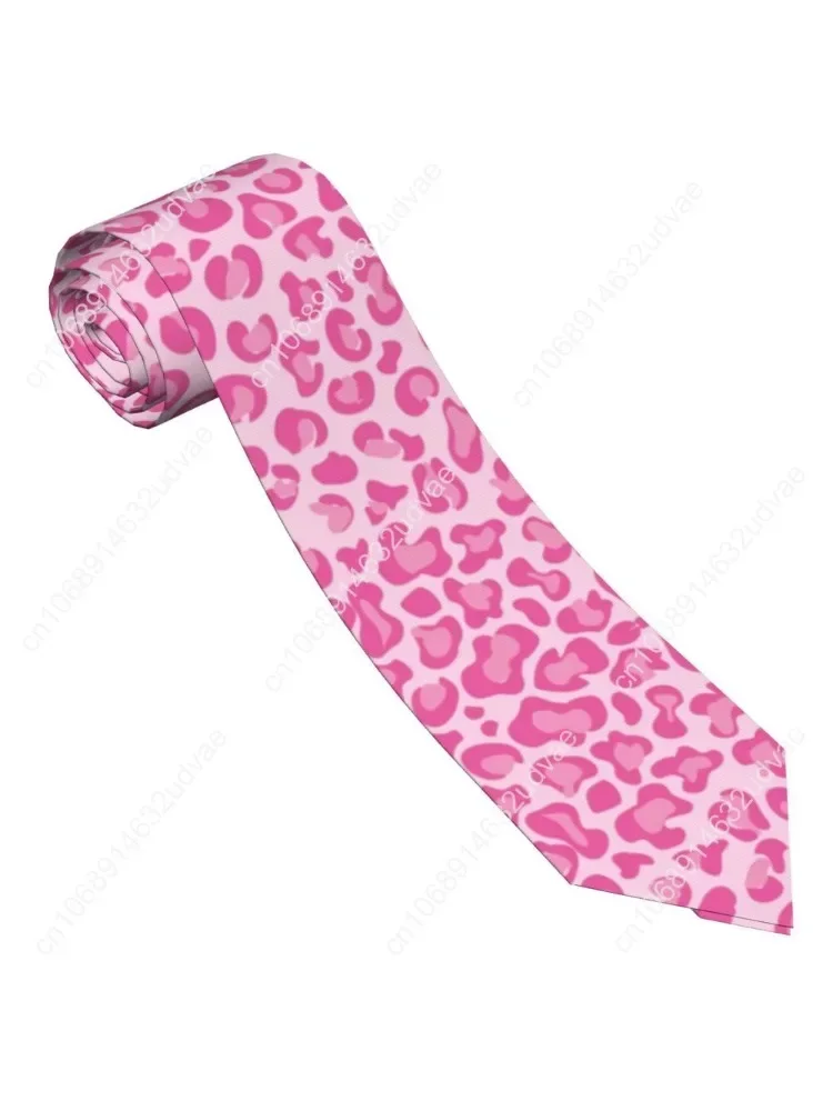 

Pink Leopard Print Neckties Unisex Polyester 8 cm Cheetah Animal Cool Cats Neck Tie for Men Casual Shirt Accessories