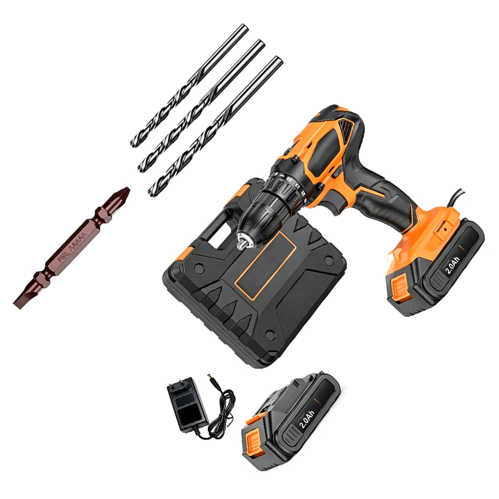 for V6 for Compatible 21V Electric Drill with 10mm Chuck LED Light 3 Drill Bits 65mm Bit and Charger Set for V6