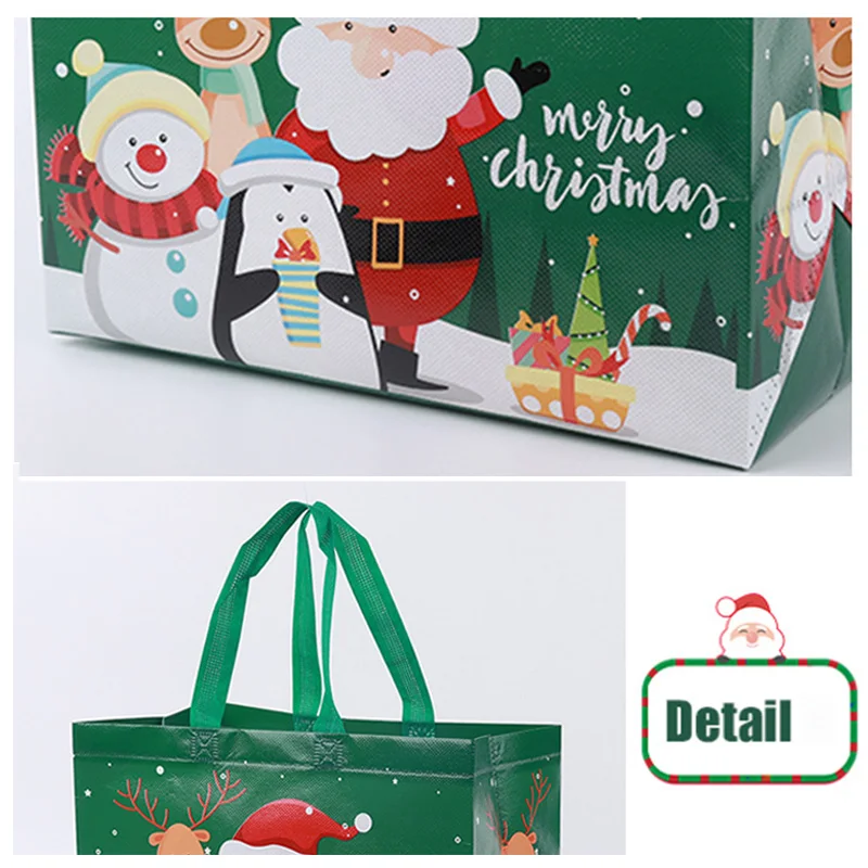 5Pcs Christmas Gift Bags Non-Woven Santa Claus Handle Bag Portable Gift Packaging Bag for Xmas Supplies New Year  2024