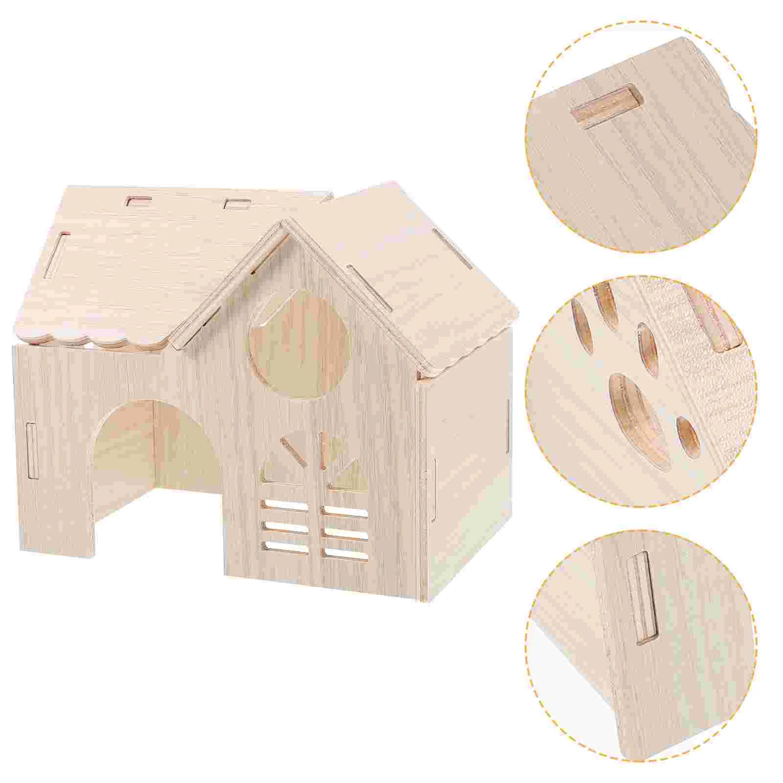 Household Hamster Rabbit Toys Guinea Pig Hideouts Wooden Rat Bunny Wear-resistant Cage Four Seasons Houses and