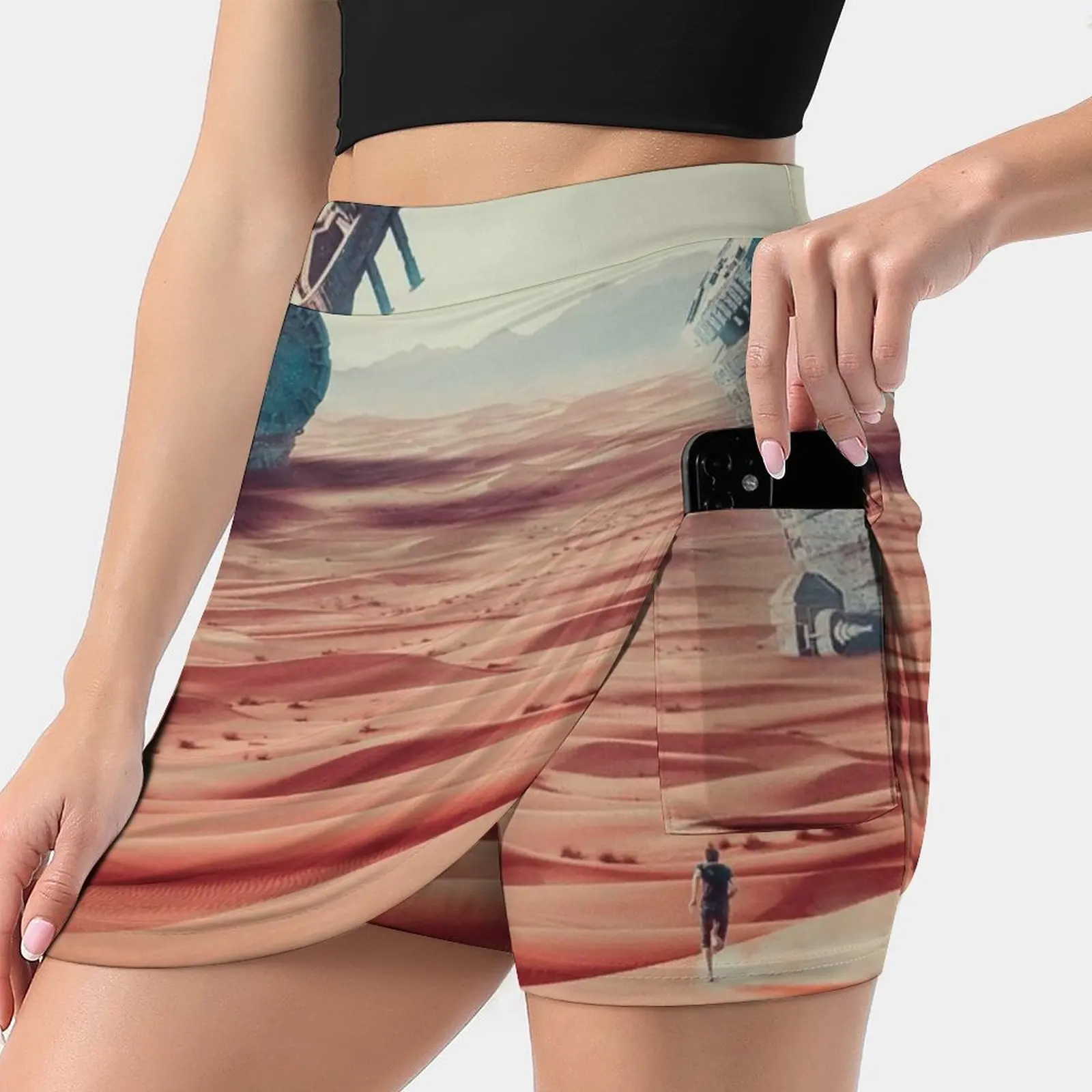 I'M Coming Home Women's skirt Aesthetic skirts New Fashion Short Skirts Photomanipulation Earth Moon Black Old Vintage Yellow