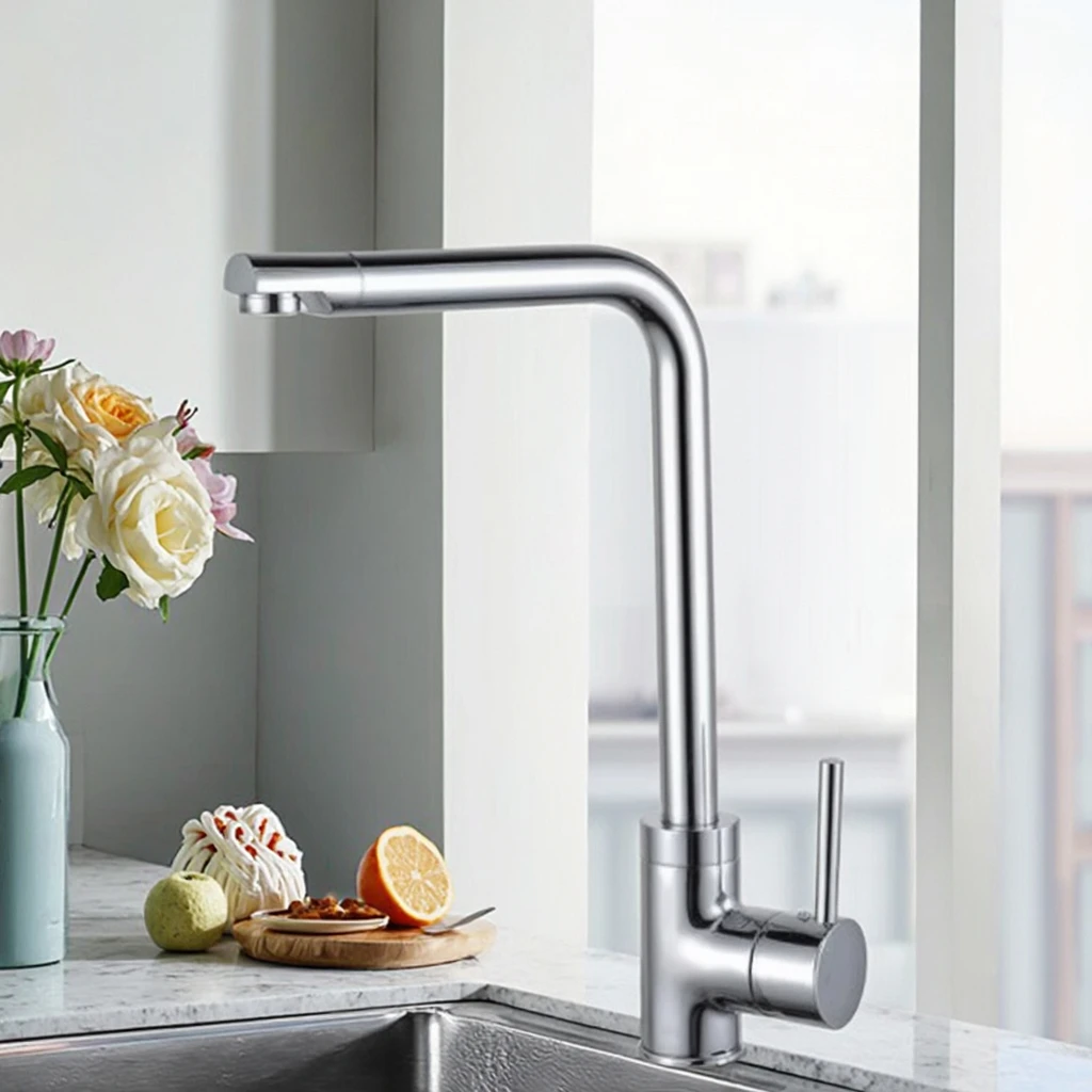 صنبور المطبخ الأبيض ذو البناء النحاسي عالي التحمل من الدرجة التجارية #3