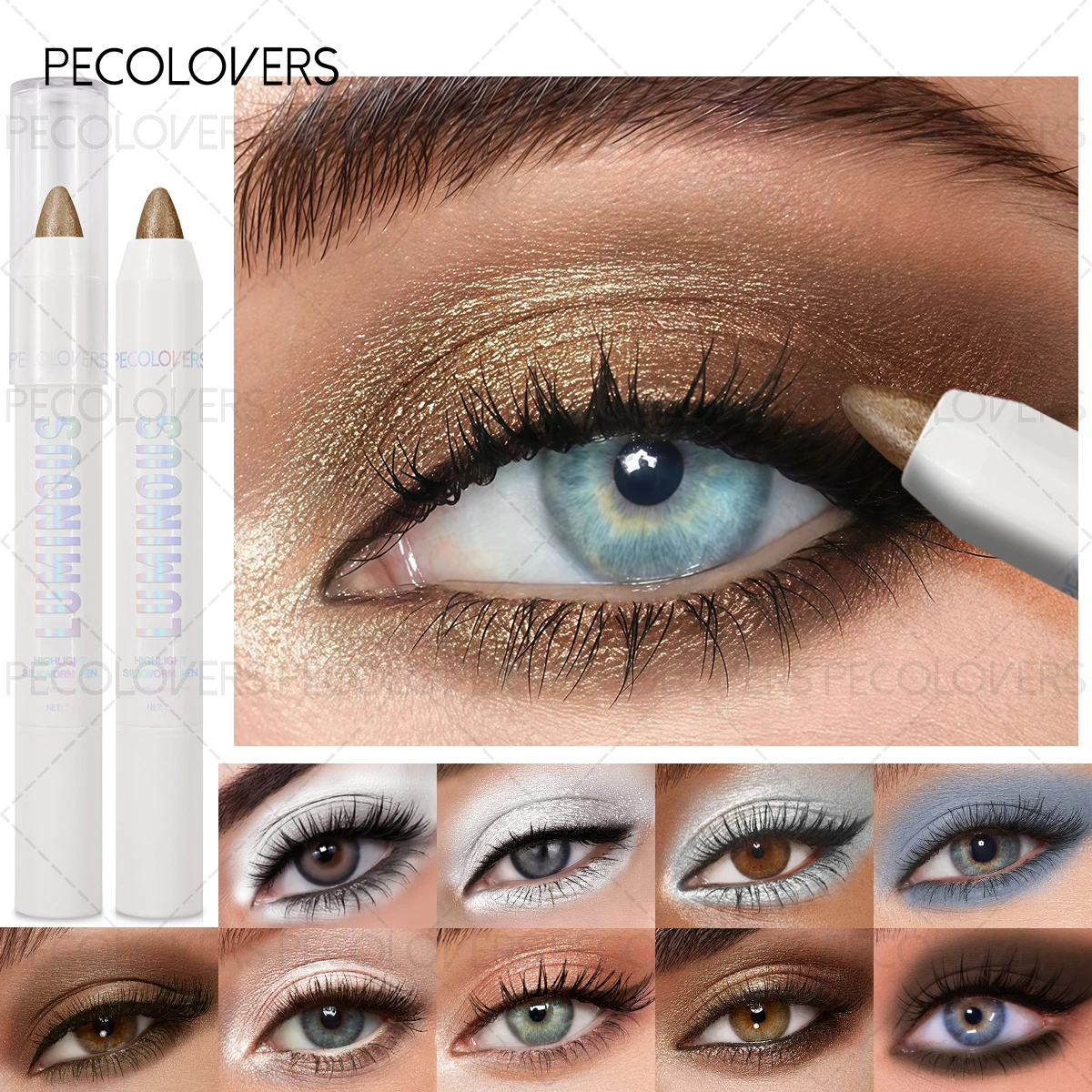 1 Pcs Single Color Fine Shimmer Eyeshadow Stick, Brighten Ash Brown, Travel Size, High Pigmented Sweatproof Long-Wear view 3